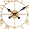 30.5" Gold Seagrass Round Wall Clock with Weaving Design